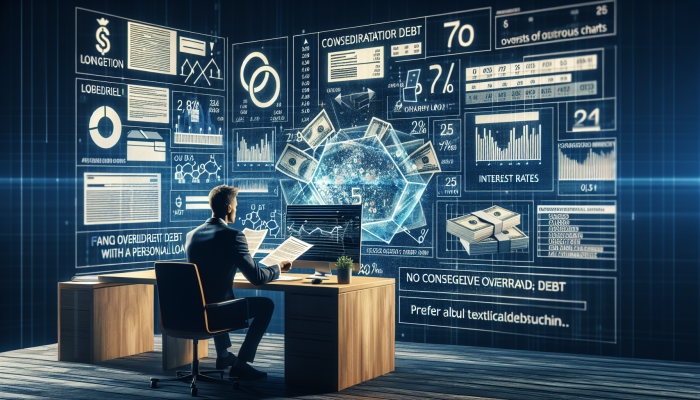 Debt Consolidation Loans for Overdraft Debt: Your UK Solution | DCL Individual examining loan documents and financial charts at a desk, scrutinizing interest rates for debt consolidation.