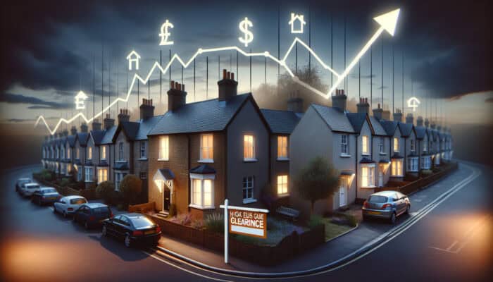Graph depicting the changes in UK house clearance market prices with economic indicators and conditions.