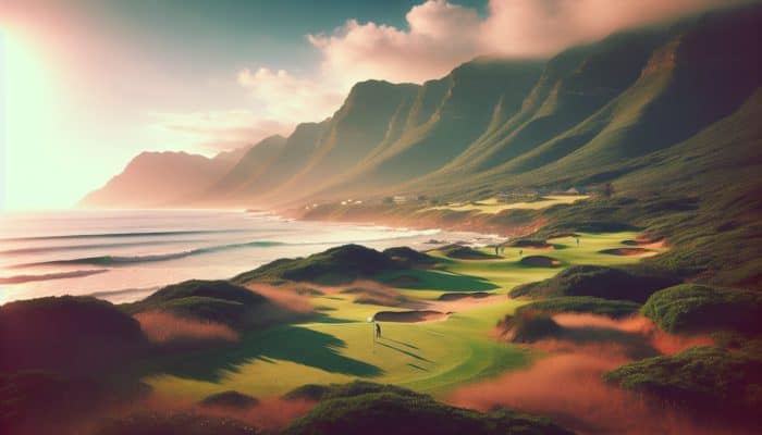 A tranquil South African golf resort on the Garden Route featuring lush, forgiving fairways and stunning coastal cliffs.