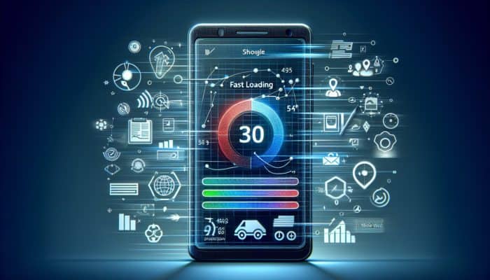 A smartphone displaying a fast, interactive, and visually stable website, exemplifying mobile SEO trends.