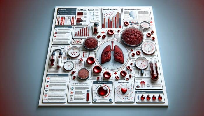 Infographic depicting factors such as diet, hydration, medications, and activity influencing full blood count results.