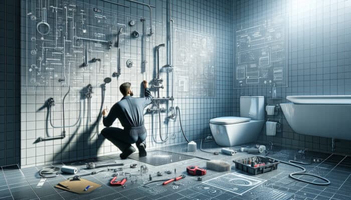 Shower Repair Services in Chilliwack: A skilled plumber addressing various shower issues in a modern bathroom to ensure safety and functionality.