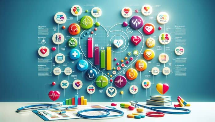 Cholesterol Blood Test in Middleton: Infographic illustrating cholesterol level guidelines by age group with vibrant charts and heart icons.