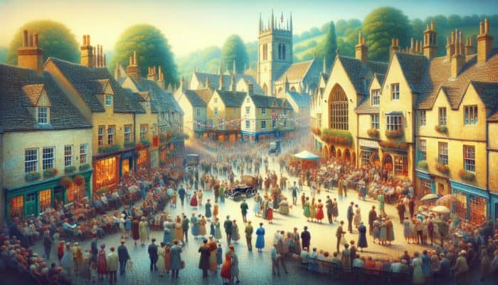 Blog Writing in Chipping Sodbury Gloucestershire for Small Businesses: A vibrant festival in Chipping Sodbury's town square, showcasing local culture and community engagement.